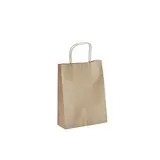 Sac kraft brun poignées torsadées 18 x 7 x 24 cm - Sac papier kraft - Paquet de 50 - Sacs kraft brun poignées torsadées