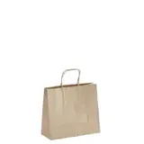 Sac kraft brun poignées torsadées 24 x 10 x 21 cm - Sac papier kraft - Paquet de 50 - Sacs kraft brun poignées torsadées