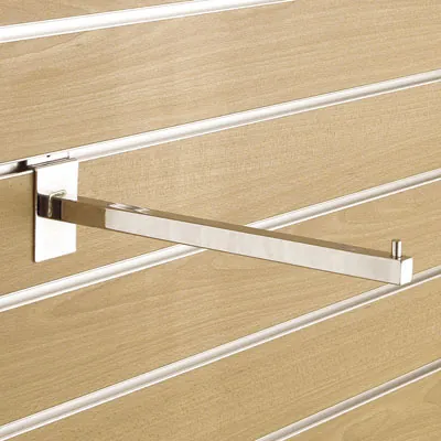 Bras droit pour fond rainuré L 40 cm métal chromé tube carré 17 x 17 mm - Bras-2
