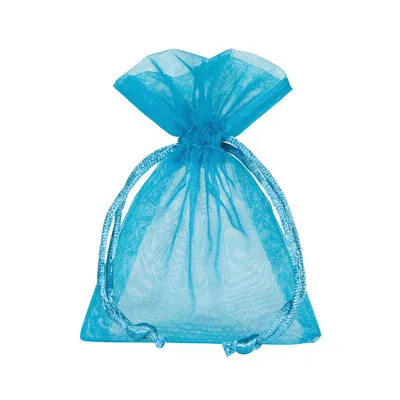 Pochette organza turquoise 7,5 x 10 cm - Paquet de 10 - Pochettes organza