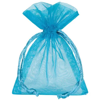 Pochette organza turquoise 17 x 24 cm - Paquet de 10 - Pochettes organza