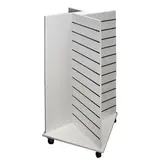 Meuble rainuré en croix 4 faces sur roulettes Cross 60 x 60 x 131,5 cm- Gondole centrale en croix - Blanc - Meubles rainurés