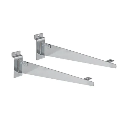 Console simple pour tablette bois ou verre en métal chromé pour panneau rainuré L 30 cm - Gris - La paire - Consoles pour tablettes