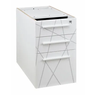 Caisson hauteur de bureau Sunday 3 tiroirs avec fermeture centralisée et système anti basculement 42 x 71 x H 80 cm - Blanc Graphic - Caissons de bureau, Armoires de bureau