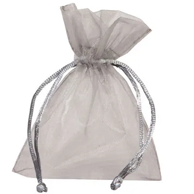Pochette organza gris 17 x 24 cm - Paquet de 10 - Pochettes organza