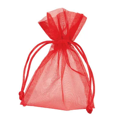 Pochette organza rouge 12 x 17 cm - Paquet de 10 - Pochettes organza