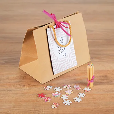 Sacs kraft luxe bruns poignées cordelette 24+14x19,5 cm 170g/m² – Paquet de 10 - Sacs kraft luxe-2