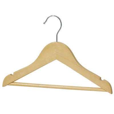 Cintre bois naturel avec barre et encoches 34 cm - Cintre bébé - Cintre enfant - Lot de 6 - Cintres bois