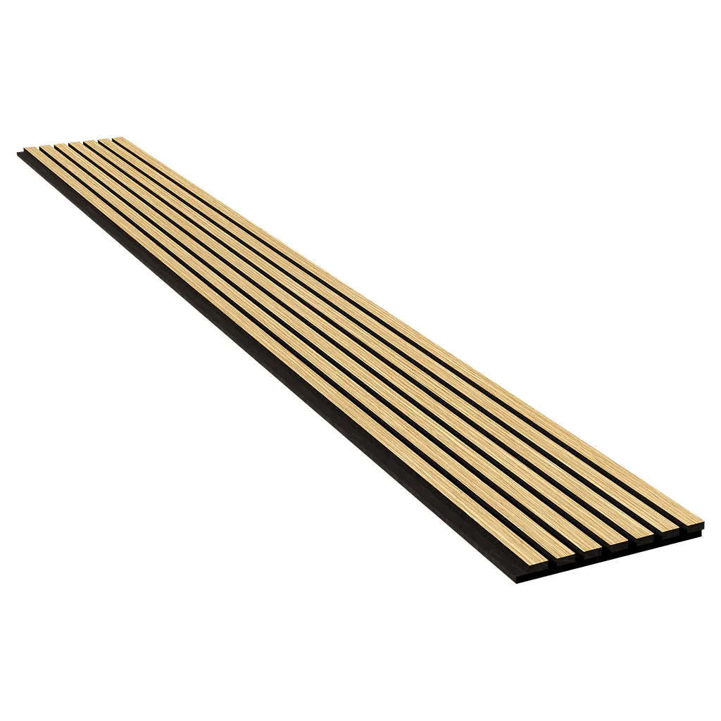 Panneau tasseau acoustique mural en MDF chêne naturel 260 × 28 cm - Paquet de 2 - Fonds Bois-3