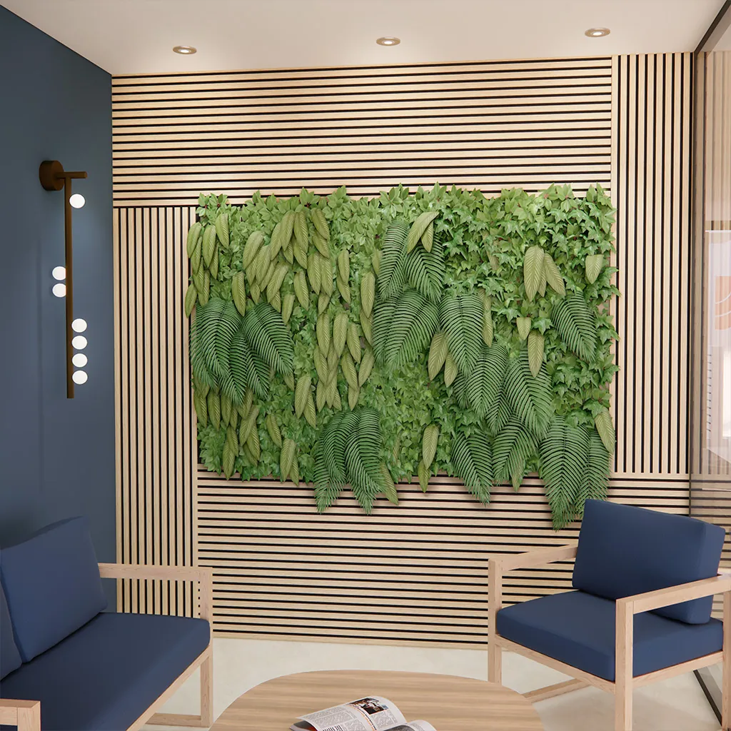 Panneau tasseau acoustique mural en MDF chêne naturel 260 × 28 cm - Paquet de 2 - Fonds Bois-5