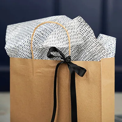 Papier de soie blanc motif traits noirs 50x70 cm – Paquet de 120 feuilles - Papiers de soie-3