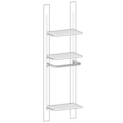 Moulure bois avec crémaillère centrale 12 x 240 cm pas de 50 mm - Blanc - Étagère magasin - Ligne Crémawall-2