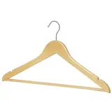 Cintre bois naturel avec barre et encoches 44,5 cm - Cintre chemise - Cintre costume - Lot de 3 - Cintres bois