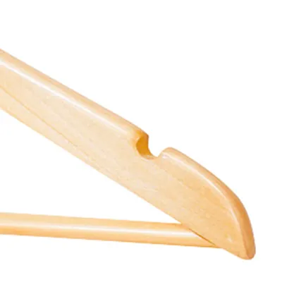 Cintre bois naturel avec barre et encoches 44,5 cm - Cintre chemise - Cintre costume - Lot de 3 - Cintres bois-2