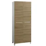Armoire haute portes battantes Sunday 80 x 42 x H 192 cm - Bibliothèque de bureau - Blanc / Chêne - Caissons de bureau, Armoires de bureau