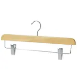 Cintre bois naturel avec pinces réglables métal 40 cm - Cintre jupe - Cintre pantalon - Lot de 3 - Cintres bois