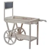Chariot de présentation en bois avec ardoise 111 x 58 x 117 cm - Chariot bois 2 niveaux avec ardoise - Étagères magasins, Présentoirs bois