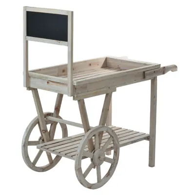 Chariot de présentation en bois avec ardoise 111 x 58 x 117 cm - Chariot bois 2 niveaux avec ardoise - Étagères magasins, Présentoirs bois-2