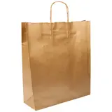 Sac kraft bronze à poignées torsadées 24+10x31cm 100g/m² (x50) - Sacs kraft métallisés poignées torsadées