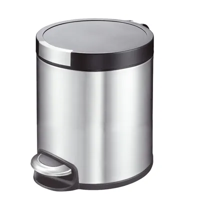Poubelle inox à pédale 5 litres ronde ø 20,5 x H 29 cm gris - Poubelles professionnelles