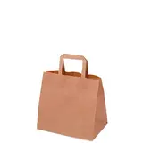 Sac papier kraft brun poignées plates 26 x 17 x 25 cm - Sac traiteur - Lot de 250 - Sacs kraft brun poignées plates