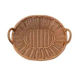 Corbeille ovale tressé avec anses marron 44 x 35 x 12 cm plastique - Vanneries