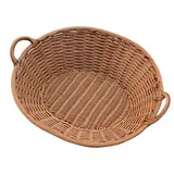 Corbeille ovale tressé avec anses marron 56 x 41 x 17 cm plastique - Vanneries