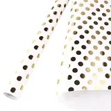Papier cadeau couché blanc pois dorés à chaud or 70 cm x 25 m 80 g/m² - le rouleau - Papiers cadeaux à effets