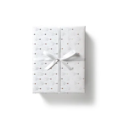 Papier cadeau couché blanc sapins dorés à chaud 70 cm x 25 m 80 g/m² – le rouleau - Papiers cadeaux à effets-2