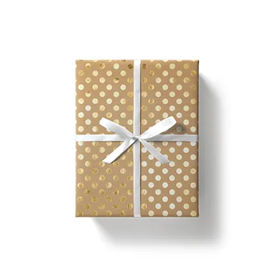Papier cadeau kraft brun pois dorés à chaud 70 cm x 25 m 80 g/m² – le rouleau - Papiers cadeaux à effets-2