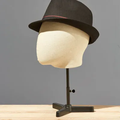 Tête homme vintage lin/fibre de verre ø 20 x H 38 cm - Têtes mannequin, têtes à perruque-2
