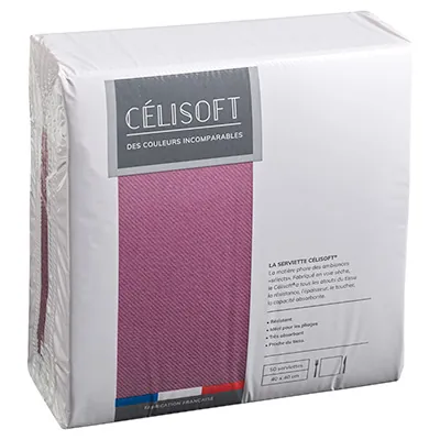 Serviette Celisoft non tissée 40 x 40 cm - Serviette jetable - Serviette de table papier - Rose figue - Paquet de 50 - Serviettes jetables, Serviettes cocktails-2