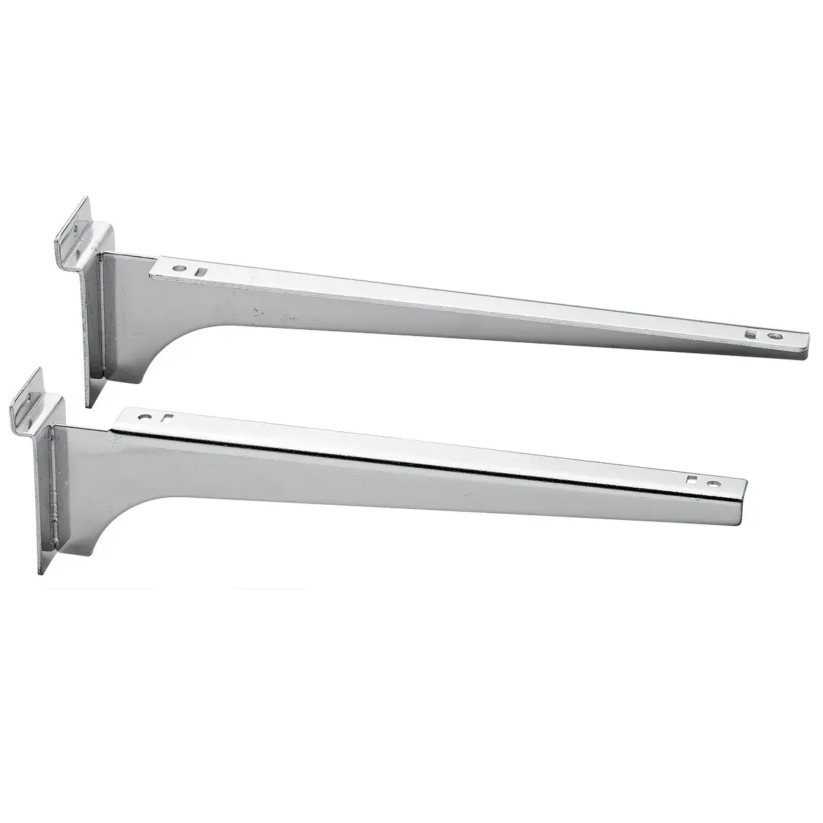 Console pour tablette bois ou verre en métal chromé pour panneau rainuré L 31 cm - Gris - La paire - Consoles pour tablettes