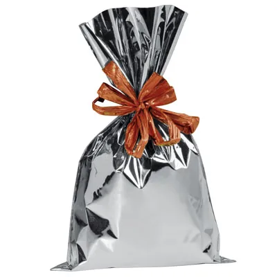 Pochette cadeau métallisée argent brillant 30 x 50 cm - Sachet cadeau argent- Lot de 50 - Pochettes cadeaux métallisées