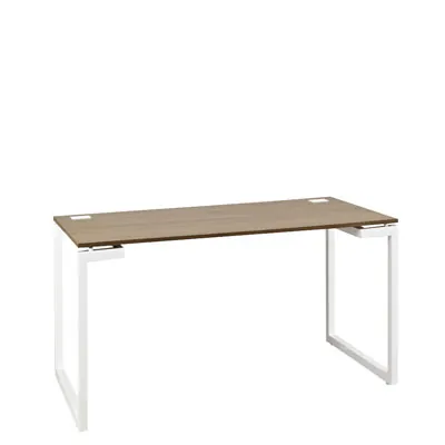 Bureau droit Sunday 140 x 80 x H 73 cm plateau aspect chêne pieds acier laqué - Bureaux, Tables de travail