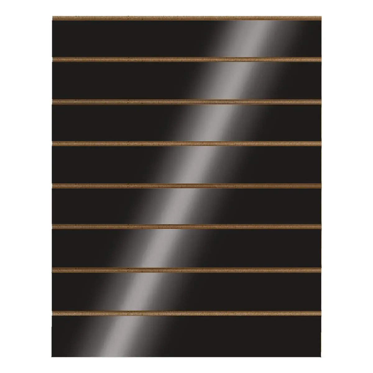 Panneau rainuré noir laqué brillant 96,2 x 120 cm - MDF 18mm - entraxe 15 cm - Panneaux rainurés