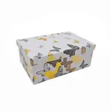Boîte cadeau carton blanche motif papillons or / noir 18,5 x 12,5 x 7,5 cm - Boite cloche - Lot de 4 - Boites cloches