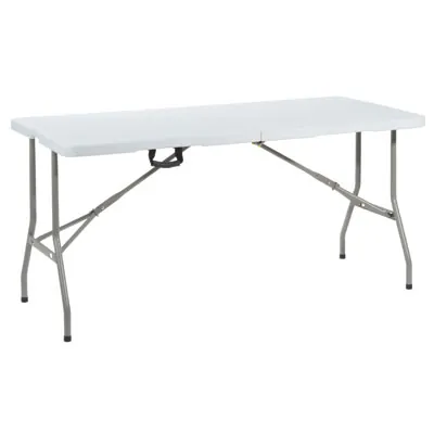 Table pliante portable plastique HDPE blanc 152 x 71 x 74 cm - Table pliable - Table de réception - Tables pliantes, Tables traiteur