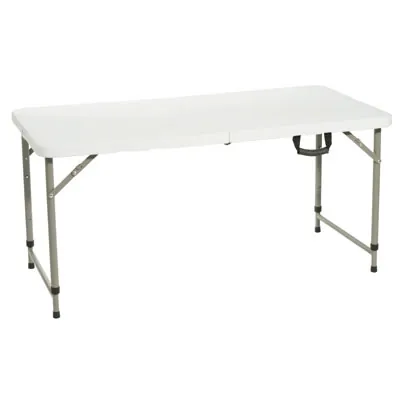 Table pliante portable plastique HDPE blanc 122 x 61 x 62 à 74 cm - Table pliable - Table de réception - Tables pliantes, Tables traiteur
