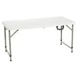 Table pliante portable plastique HDPE blanc 122 x 61 x 62 à 74 cm - Table pliable - Table de réception - Tables pliantes, Tables traiteur