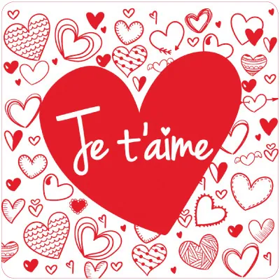 Etiquette Saint Valentin Je t'aime 35 x 35 mm - Sticker Saint Valentin - Rouleau de 500 - Étiquettes cadeaux adhésives