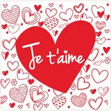 Etiquette Saint Valentin Je t'aime 35 x 35 mm - Sticker Saint Valentin - Rouleau de 500 - Étiquettes et Bons cadeaux St Valentin