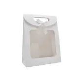 Pochette cadeau blanche à velcro avec fenêtre 19 x 9 x 26 cm - Lot de 20