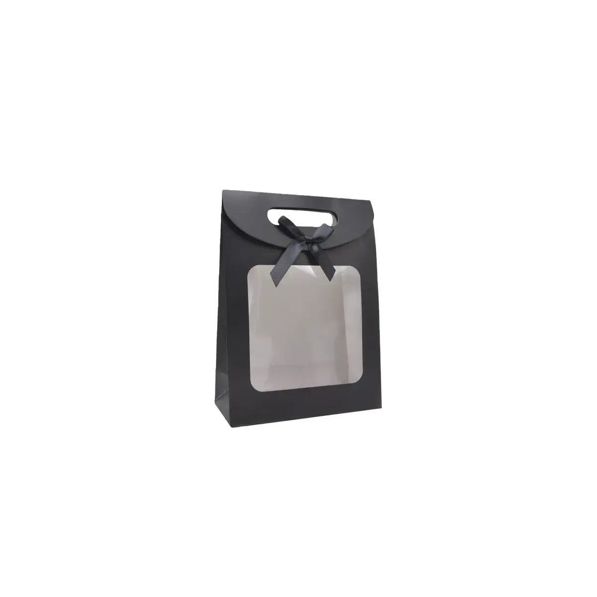 Pochette cadeau noire à velcro avec fenêtre 12 x 6 x 16 cm - Lot de 20 - Pochettes cadeaux luxe
