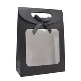 Pochette cadeau noire à velcro avec fenêtre 23 x 11 x 32 cm - Lot de 20
