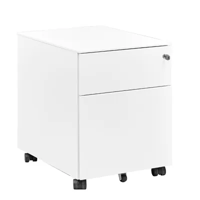 Caisson mobile métal Sunday 2 tiroirs avec fermeture centralisée et système anti basculement 42 x 54 x H 54 cm - Blanc - Caissons de bureau, Armoires de bureau