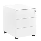 Caisson mobile métal Sunday 3 tiroirs avec fermeture centralisée 42 x 54 x H 54 cm - Blanc - Caissons de bureau, Armoires de bureau