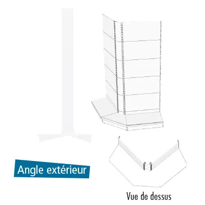 Tablette tôle d'angle extérieur - Ligne Store blanc pas de 25 mm-2