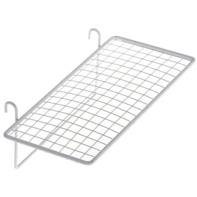 Tablette fil pour présentoir grille 30 x 14 cm - Tablette pour grille d'exposition - Blanc - Tablettes, Corbeilles et Porte visuels pour grilles