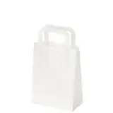 Sac kraft blanc poignées plates – 18 x 8 x 22 cm – Paquet de 250 - Sacs kraft blanc poignées plates